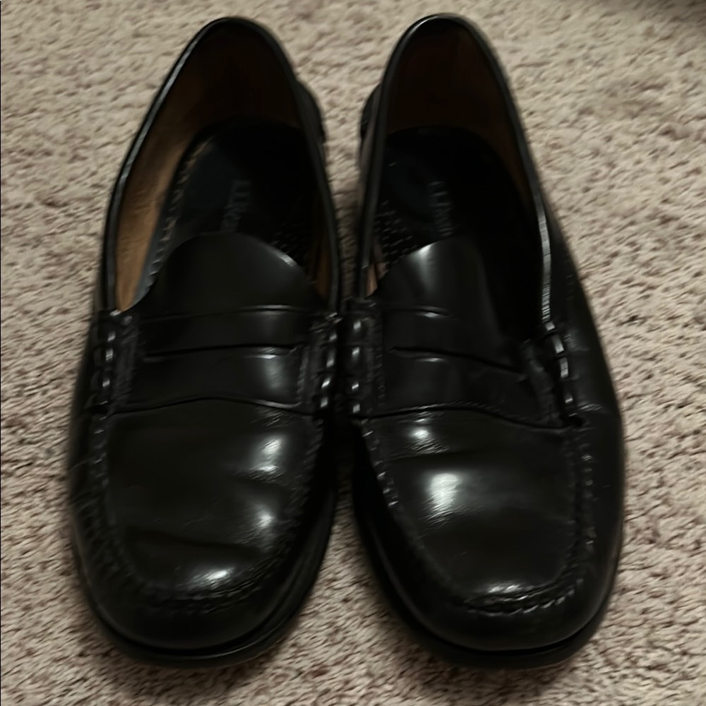 LL Bean Men's Black Leather Loafers 11D